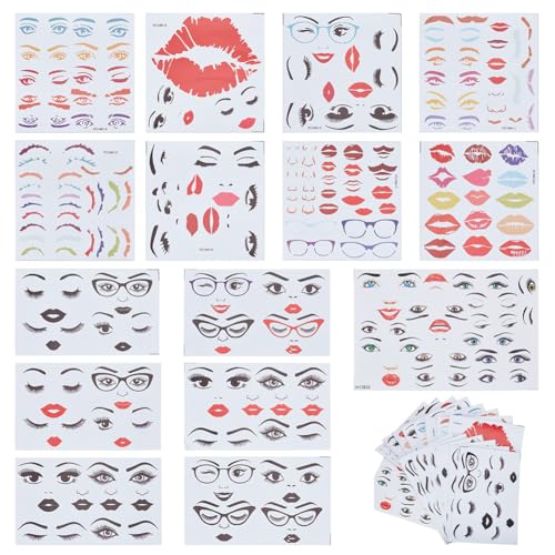 FREEBLOSS 15 Bogen Gesichtsaufkleber Zum Basteln Mund Augen Augenbrauen Nase Aufkleber Make A Face Aufkleber Für Partys Basteln Blumentöpfe Dekoration von FREEBLOSS