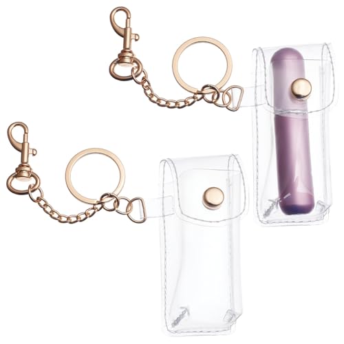 FREEBLOSS 2 Stück Transparenter Chapstick Schlüsselanhänger Halter Modisches Lippenstift Etui Tragbarer Lippenbalsam Halter Schlüsselanhänger Für Frauen 3.3x1.5 Zoll/8.5x3.7cm von FREEBLOSS