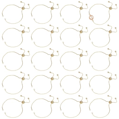 FREEBLOSS 20 Stück Verstellbares Schiebearmband Zur Schmuckherstellung Goldene Armband Schieber Verlängerungsketten Für DIY Schmuckherstellungszubehör Für Frauen Und Mädchen 4.5"+4.5" Längen von FREEBLOSS