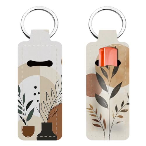 FREEBLOSS 2PC Lippenbalsam Schlüsselanhänger Chapstick Halter Schlüsselanhänger Multifunktionaler Lippenstifthalter Bohemian Pflanze Lippenstifthalter Schlüsselanhänger Tragbarer von FREEBLOSS