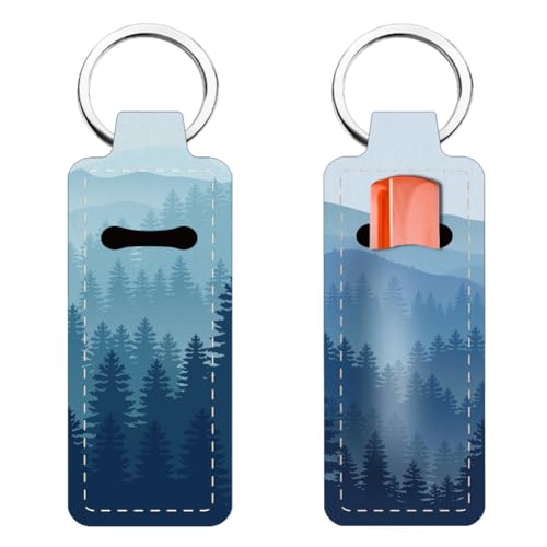 FREEBLOSS 2PC Lippenbalsam Schlüsselbund Chapstick Halter Schlüsselbund Multifunktionaler Lippenstifthalter Waldmuster Lippenstifthalter Schlüsselbund Tragbarer Lippenstifthalter Schlüsselbund von FREEBLOSS