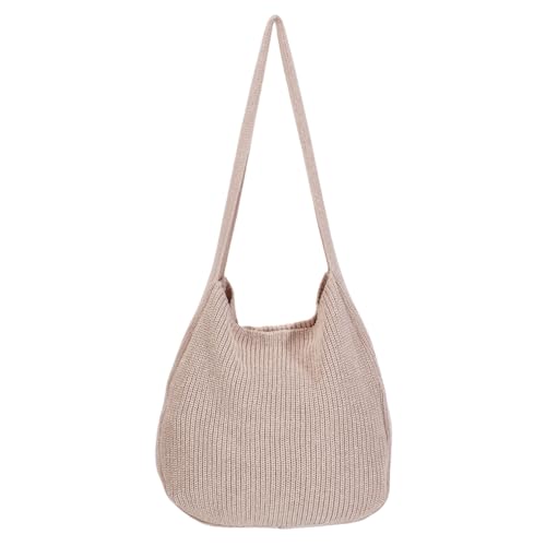 FREEBLOSS Gehäkelte Strandtaschen Für Damen Graue Boho Stricktasche Weiche Gewebte Geldbörsen Schultertasche Für Den Sommerurlaub Gestrickte Strandtasche Für Damen von FREEBLOSS