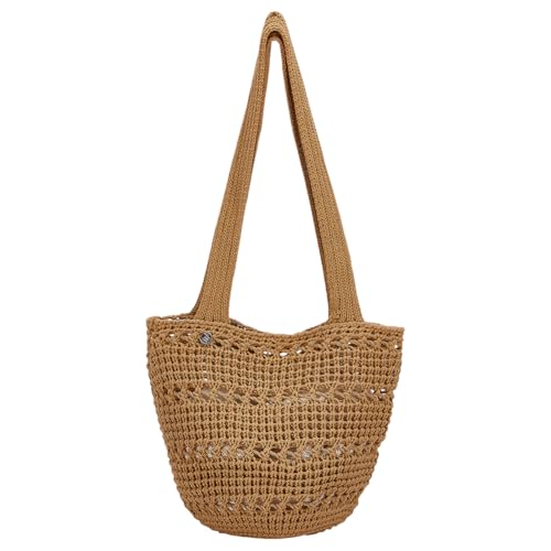 FREEBLOSS Khakifarbene Gehäkelte Strandtaschen Für Damen Boho Strick Strandtasche Mit Mini Geldbörse Gewebte Geldbörsen Umhängetasche Für Reisen Und Urlaub von FREEBLOSS