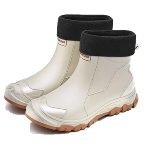 FREECOZYER Herren Gummistiefel, wasserdicht, warm, Regenstiefel, Outdoor, Garten, Pelzfutter, kurze Stiefeletten, Chelsea-Stiefel, Regenschuhe für Erwachsene, beige, 39 2/3 EU FREECOZYER Herren Gummistiefel, wasserdicht, warm, Regenstiefel, Outdoor, Garten, Pelzfutter, kurze Stiefeletten, Chelsea-Stiefel, Regenschuhe für Erwachsene, beige, 39 2/3 EU von FREECOZYER