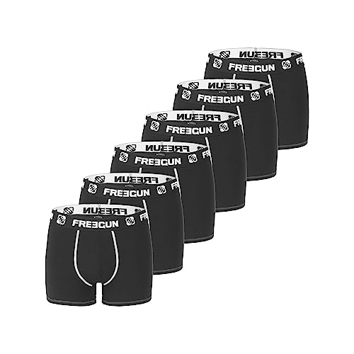 Boxershorts Herren Angenehm, Unterhosen Männer, Stretch (6er Pack), Schwarz, L von FREEGUN