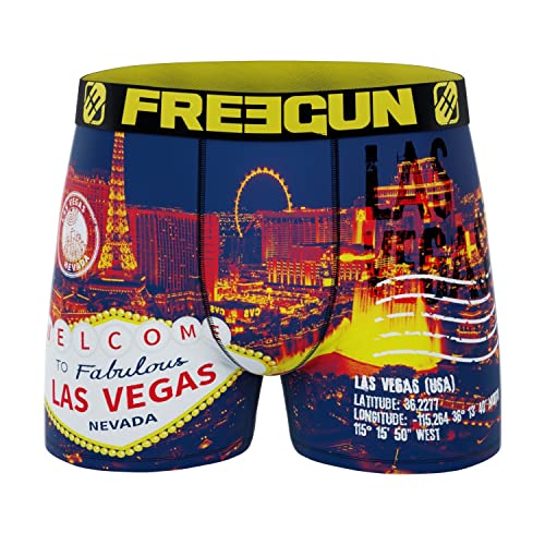 Boxershorts Junge Bequem, Unterwäsche Für Junge Leute, Vegas, Knitterfrei, Blau Gelb, 8/10 Jahre von FREEGUN