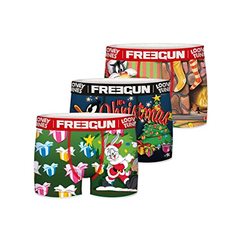 Boxershorts Junge Looney Tunes, Unterwäsche Für Junge Leute, Bugs Bunny Daffy Duck Sylvester, Angenehm (3er Pack), Grün/Blau/Rot, 14/16 Jahre von FREEGUN