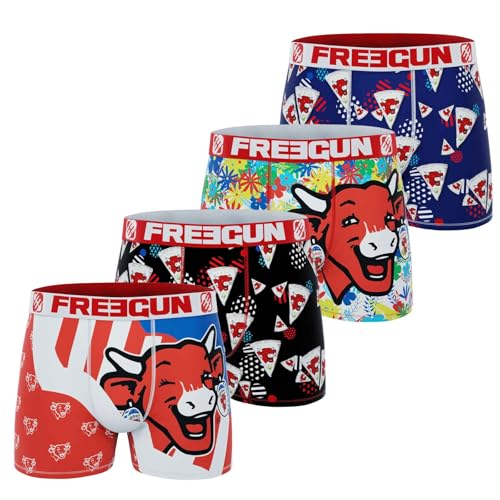 FREEGUN Boxershorts für Herren, Mikrofaser, Motiv: La Vache Qui rit, 4er-Pack Lvq2, M von FREEGUN
