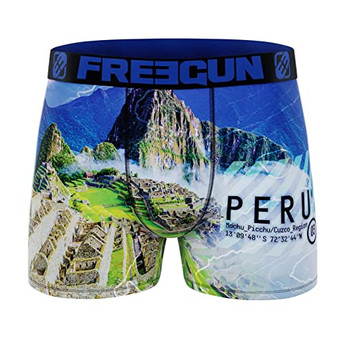 FREEGUN Boxershorts für Herren aus recycelter Mikrofaser mit Landschaftsmotiv, Peru Machu Picchu, XL von FREEGUN