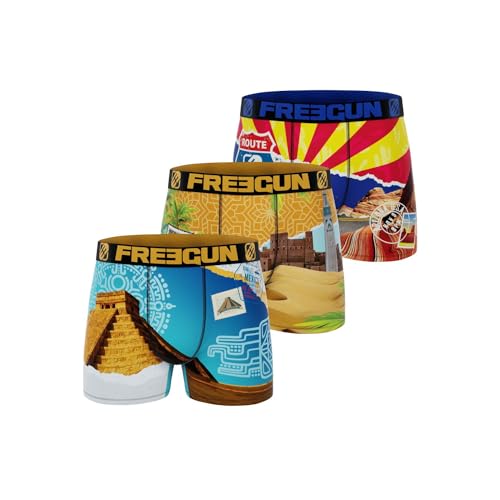 FREEGUN Boxershorts für Kinder, recyceltes Polyester, für Jungen, weich und atmungsaktiv (3 Stück), Orange, 10-12 Jahre von FREEGUN