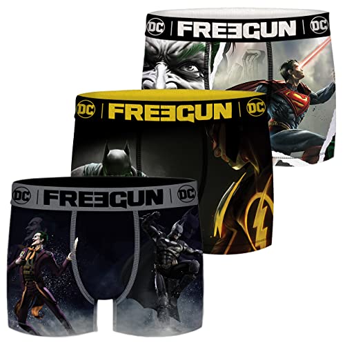 FREEGUN DC Comics Herren Boxershorts 3er Pack Batman Superman Justice League Superhelden Druck S M L XL XXL, Größe:S, Farbe:Motivmix 5 FREEGUN DC Comics Herren Boxershorts 3er Pack Batman Superman Justice League Superhelden Druck S M L XL XXL, Größe:S, Farbe:Motivmix 5 von FREEGUN