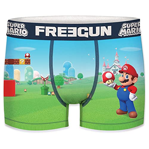 FREEGUN Herren 2XL – Boxershorts Mario Bros-Flower, Mikrofaser. Retroshorts, bunt, XXL von FREEGUN