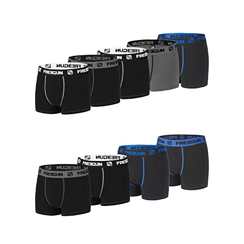 Unterhosen Männer Luftiges Netzgewebe, Boxershorts Herren, Ultraweich (9er Pack), Schwarz/Grau/Weiß/Blau, L von FREEGUN