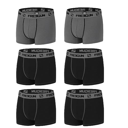 FREEGUN Herren-Boxershorts, Baumwolle, einfarbig, 6 Stück, Duogrey, XXL FREEGUN Herren-Boxershorts, Baumwolle, einfarbig, 6 Stück, Duogrey, XXL von FREEGUN
