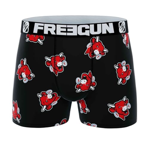 FREEGUN Herren-Boxershorts, Mikrofaser, Motiv: La Vache Qui Rit, Aop Rot, L von FREEGUN