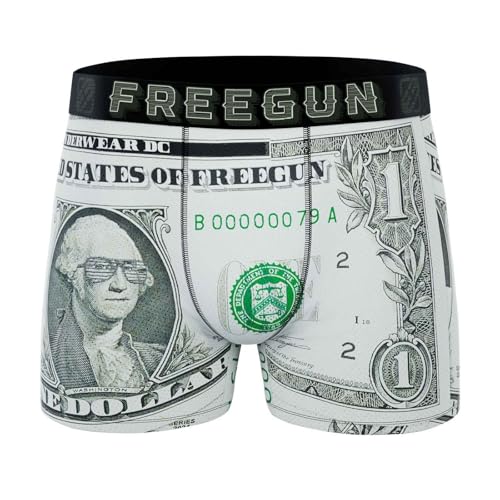 FREEGUN Herren-Boxershorts, Mikrofaser, Premium Dollars, 1 Dollar Of Freegun, L von FREEGUN