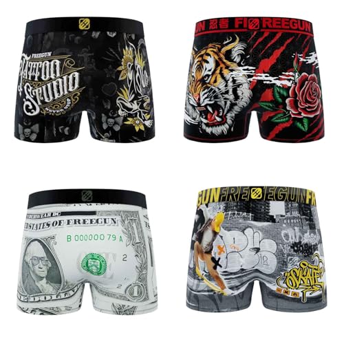 FREEGUN Herren-Boxershorts, Mikrofaser, Totenkopfmotiv, 4er Pack A66, XXL FREEGUN Herren-Boxershorts, Mikrofaser, Totenkopfmotiv, 4er Pack A66, XXL von FREEGUN