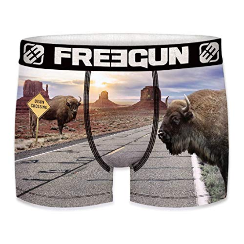 FREEGUN Herren Boxershorts, Wildlife-Edition 14 Verschiedene MEGA-Designs (Bison2, L/6/50) von FREEGUN