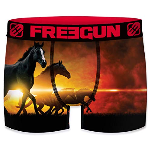 FREEGUN Herren Boxershorts, Wildlife-Edition 16 Verschiedene MEGA-Designs (Pferde, L/6/50) von FREEGUN