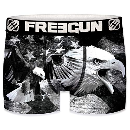 FREEGUN Herren Boxershorts, Wildlife-Edition 20 Verschiedene MEGA-Designs (Black Eagle, L/6/50) von FREEGUN