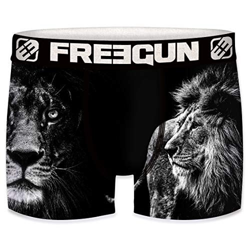 FREEGUN Herren Boxershorts, Wildlife-Edition 20 Verschiedene MEGA-Designs (Black Lion, M/5/48) von FREEGUN