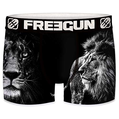 FREEGUN Herren Boxershorts, Wildlife-Edition 20 Verschiedene MEGA-Designs (Black Lion, XL/7/52) von FREEGUN