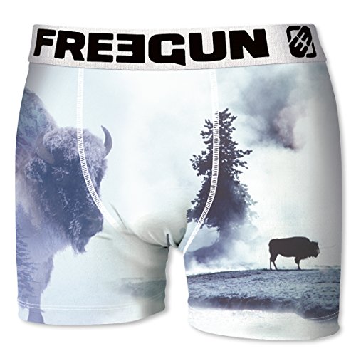 FREEGUN Herren Boxershorts, Wildlife-Edition MEGA-Designs (Bison, L/6/50) von FREEGUN