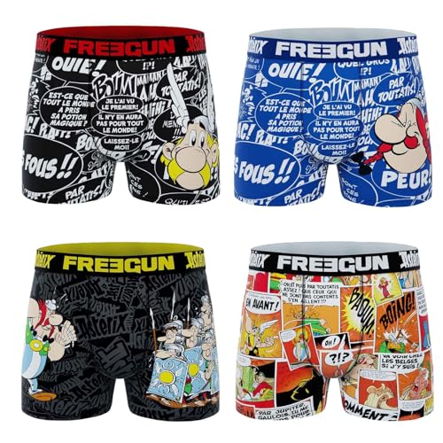 FREEGUN Herren-Boxershorts Asterix, Packung mit 4 Stück Ast2, L von FREEGUN