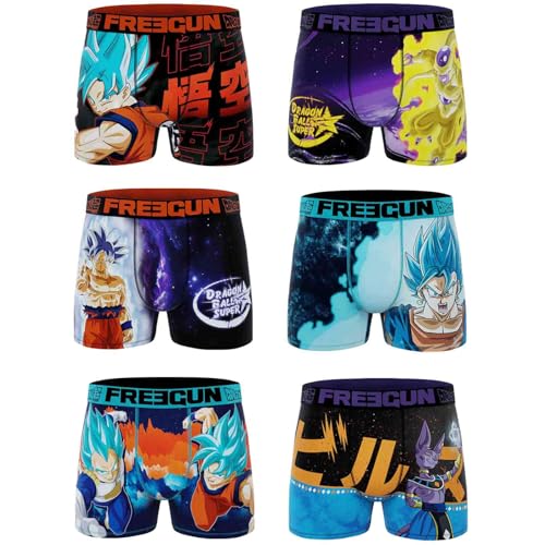 FREEGUN Herren-Boxershorts Dragon Ball Super, 6er-Packung DBS12, M von FREEGUN
