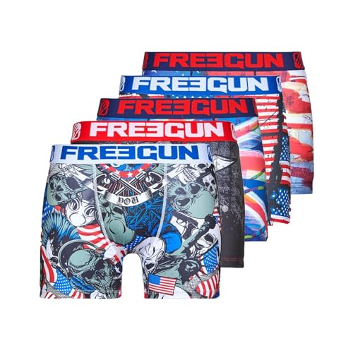 FREEGUN Herren Boxershorts Flags 5er Pack Rouge M von FREEGUN
