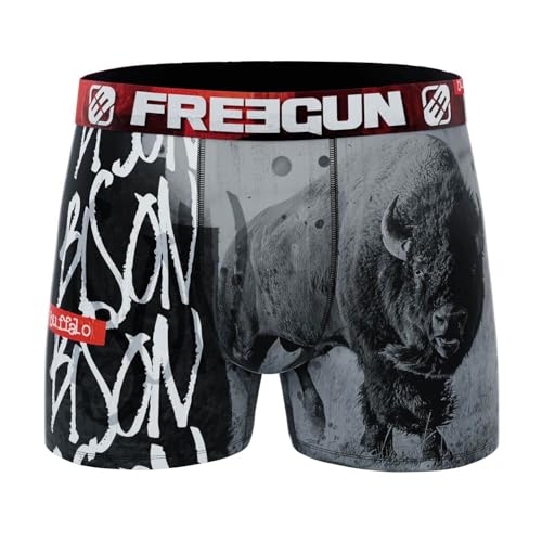 FREEGUN Herren Boxershorts Mikrofaser Bison Buffalo, Buffalo Grey, L von FREEGUN