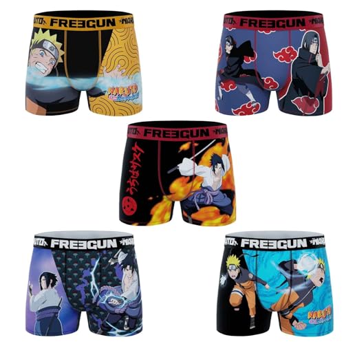 FREEGUN Herren-Boxershorts Naruto, Packung mit 5 Ns6, L von FREEGUN