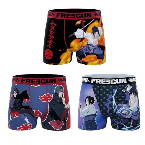 FREEGUN Herren-Boxershorts Naruto, Sasuke Itache Ns6, 3er-Pack, M von FREEGUN