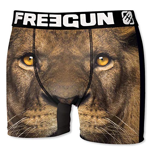 FREEGUN Herren Boxershorts Wild-Animals-Faces-Edition, MEGA Designs in 5 Größen (L/50/6, Löwe) von FREEGUN