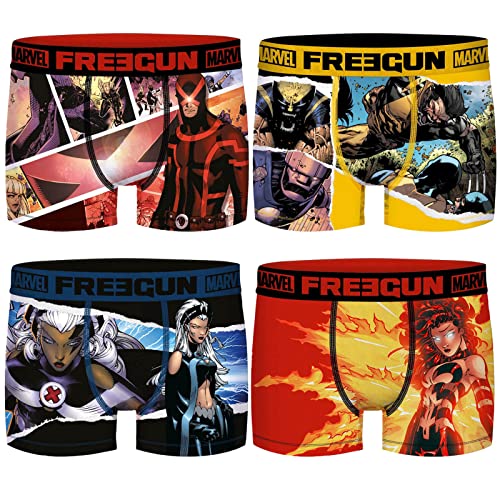 FREEGUN Herren-Boxershorts X-Men Marvel Comics, Packung mit 4 x m1, L von FREEGUN