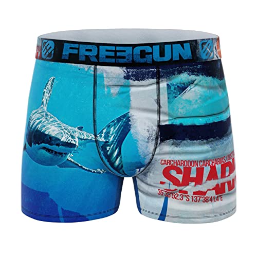 FREEGUN Herren-Boxershorts aus recycelter Mikrofaser mit Tiermotiven, Hai 30, XXL von FREEGUN