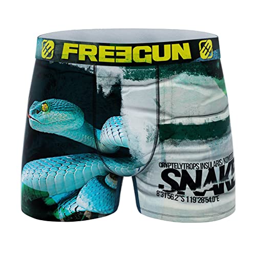 FREEGUN Herren-Boxershorts aus recycelter Mikrofaser mit Tiermotiven, Snake 30, M von FREEGUN