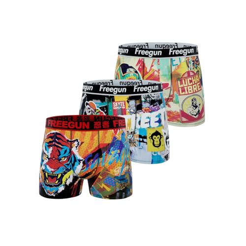 FREEGUN Herren Street Art Boxershorts, Atmungsaktiv und Ultra-weich (3er Pack), Größe 2XL von FREEGUN