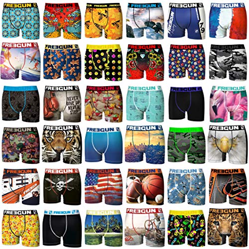 Boxershorts Herren Pack Surprise, Unterhosen Männer, Zufälliges Muster, Bewegungsfreiheit (5er Pack), Mehrfarbig, XL von FREEGUN