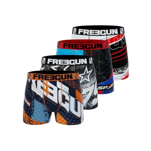 Boxershorts Junge Atmungsaktiv, Unterwäsche Für Junge Leute, Rennen, Leicht (4er Pack), Rot, 6/8 Jahre von FREEGUN