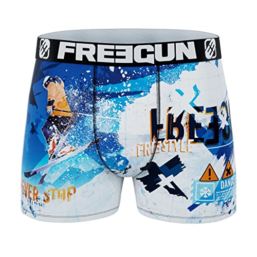 Boxershorts Junge Angenehm, Unterwäsche Für Junge Leute, Freistil, Perfekte Passform, Blau Weiss, 8/10 Jahre von FREEGUN