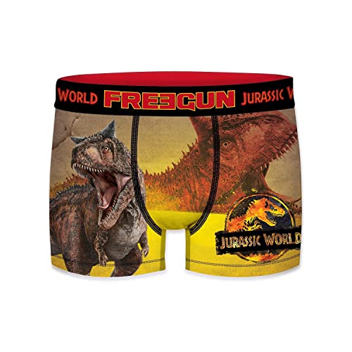 Boxershorts Junge Jurassic, Unterwäsche Für Junge Leute, Tyrannosaurus Rex, Bequem, Gelb Rot, 12/14 Jahre von FREEGUN