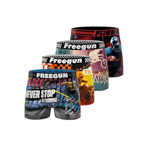 FREEGUN Jungen Fg/3/Bm/Pk4 Retroshorts, Orange/Beige/Schwarz/Rot, 14-16 Jahre (4er Pack) von FREEGUN