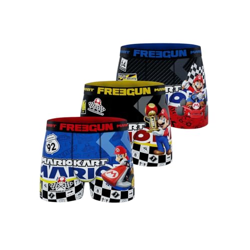 FREEGUN Mario Kart Jungen Boxershorts, Weich und Bequem (3er Pack), Größe 12/14 Jahre von FREEGUN