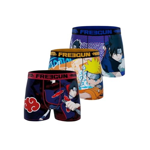 FREEGUN Naruto Herren Boxershorts, Sasuke, Itachi, Original Manga (3er Pack), Größe 2XL von FREEGUN