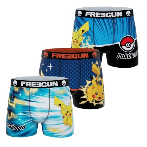 FREEGUN Pokemon Herren-Boxershorts, 3er-Pack Pkm18, L von FREEGUN