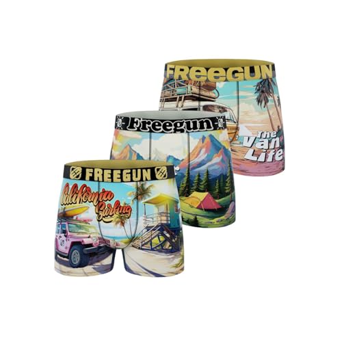 FREEGUN Summer Vibes Herren Boxershorts, Atmungsaktiv und Ultra-weich (3er Pack), Größe XL von FREEGUN