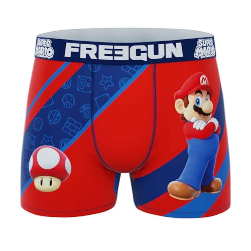 FREEGUN Super Mario Bros Herren-Boxershorts, Mario 8.1, L von FREEGUN
