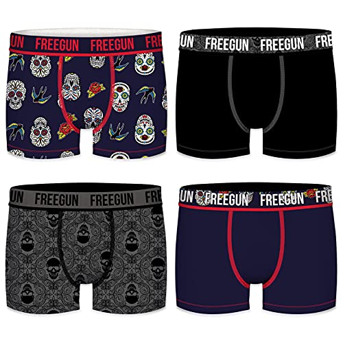 Freegun - Lot de 4 Boxers en Coton Bio & Recyclé Squelette XL - Multicolore von FREEGUN