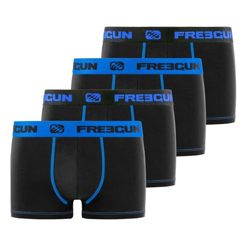 Unterhosen Männer Angenehm, Boxershorts Herren, rutschfest (4er Pack), Schwarz Blau, 2XL von FREEGUN